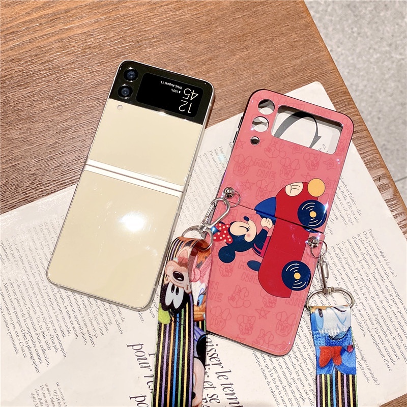 Ốp Điện Thoại Mềm Họa Tiết Hoạt Hình Lấp Lánh Có Dây Đeo Cho Samsung Galaxy Z Flip 4 3 5G