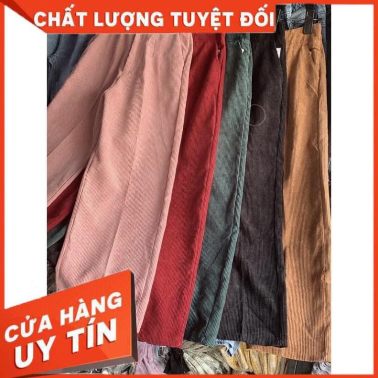 [ảnh thật] Quần culottes Nhung Gân ống rộng phong cách ulzang- bảng màu shop tự chụp