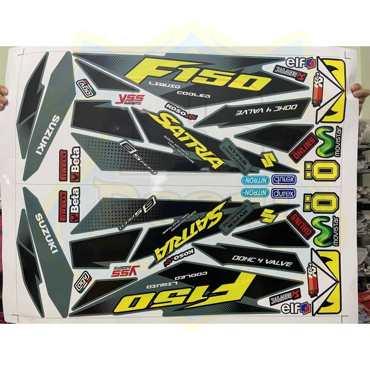 ( Quí khách vui lòng mang ra tiệm cho thợ dán ) Tem Satria fi xám xi măng