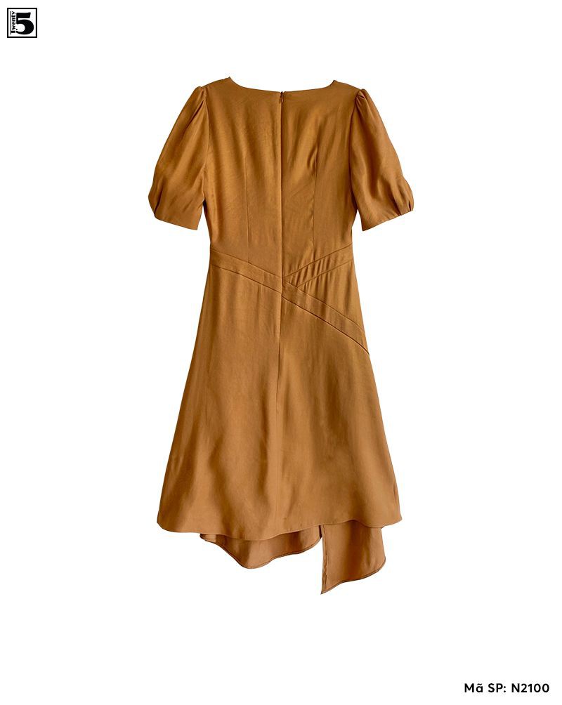 Đầm nữ dự tiệc đắp tà dáng ôm cổ tròn tay bồng Twentyfive N2100