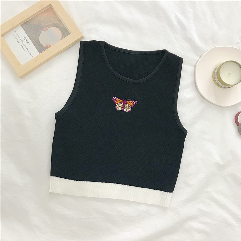 Áo Dệt Kim Không Tay Thêu Hình Bướm Xinh Xắn Cho Nữ | BigBuy360 - bigbuy360.vn