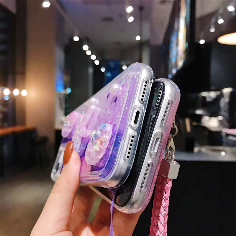 Ốp điện thoại nước kim tuyến gắn hình sao biển cho Samsung J7 J2 Prime J4 J6 Plus S7 Edge S8 S9 S10 Note 8 9 10 Plus