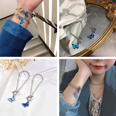 Vòng Tay Hình Bướm Xanh Phong Cách Hàn Quốc Xinh Xắn Cho Nữ