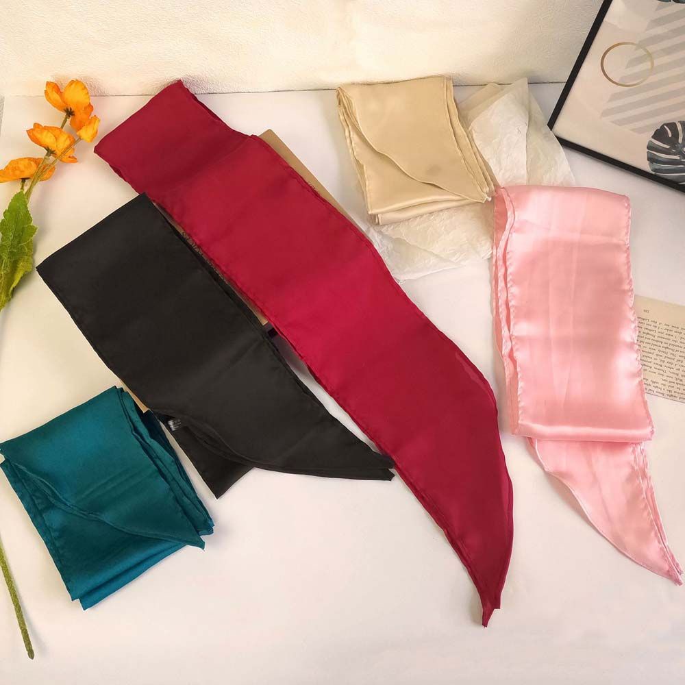 Khăn Choàng Cổ Bằng Vải Satin Màu Trơn Đa Năng Phong Cách Hàn Quốc Nhiều Màu Sắc