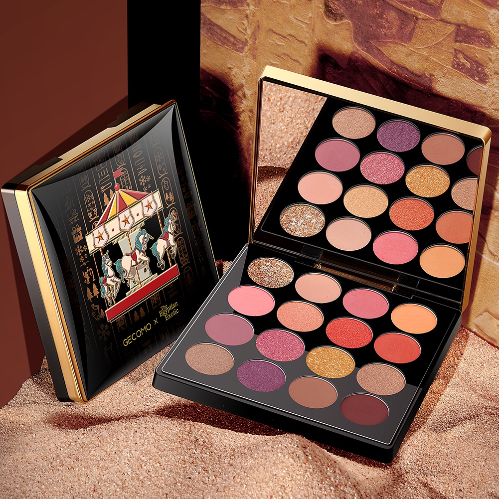 Bảng Phấn Mắt GECOMO 16 Màu Kèm Cọ Trang Điểm Lâu Trôi