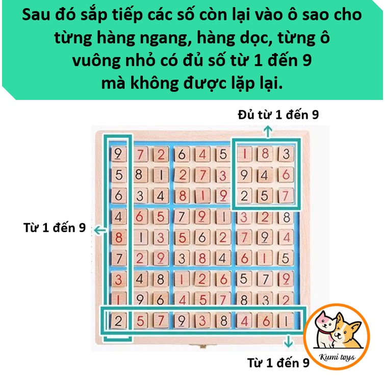 Đồ chơi giáo dục Sudoku bằng gỗ loại đẹp cho bé phát triển toán học Kumi toys