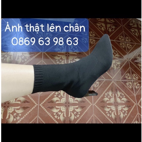 CHÂN GẦY ĐẶT LÙI SIZE_Sẵn_Hàng Quảng Châu_Bốt len nữ gót gương 7 phân