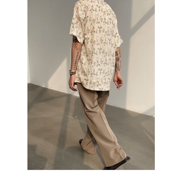 Áo Sơ Mi Ngắn Tay Họa Tiết Hoa Phong Cách Retro Nhật Bản Cho Nam