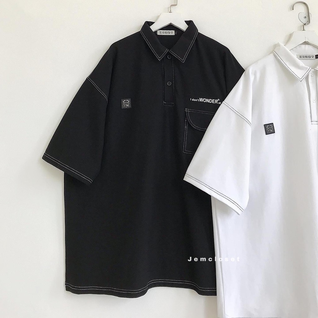 Áo polo nam nữ form rộng chỉ nổi ulzzang Hàn Quốc 🌸 Áo thun cổ bẻ logo bò sữa unisex🌸 freeship🌸 sale | BigBuy360 - bigbuy360.vn