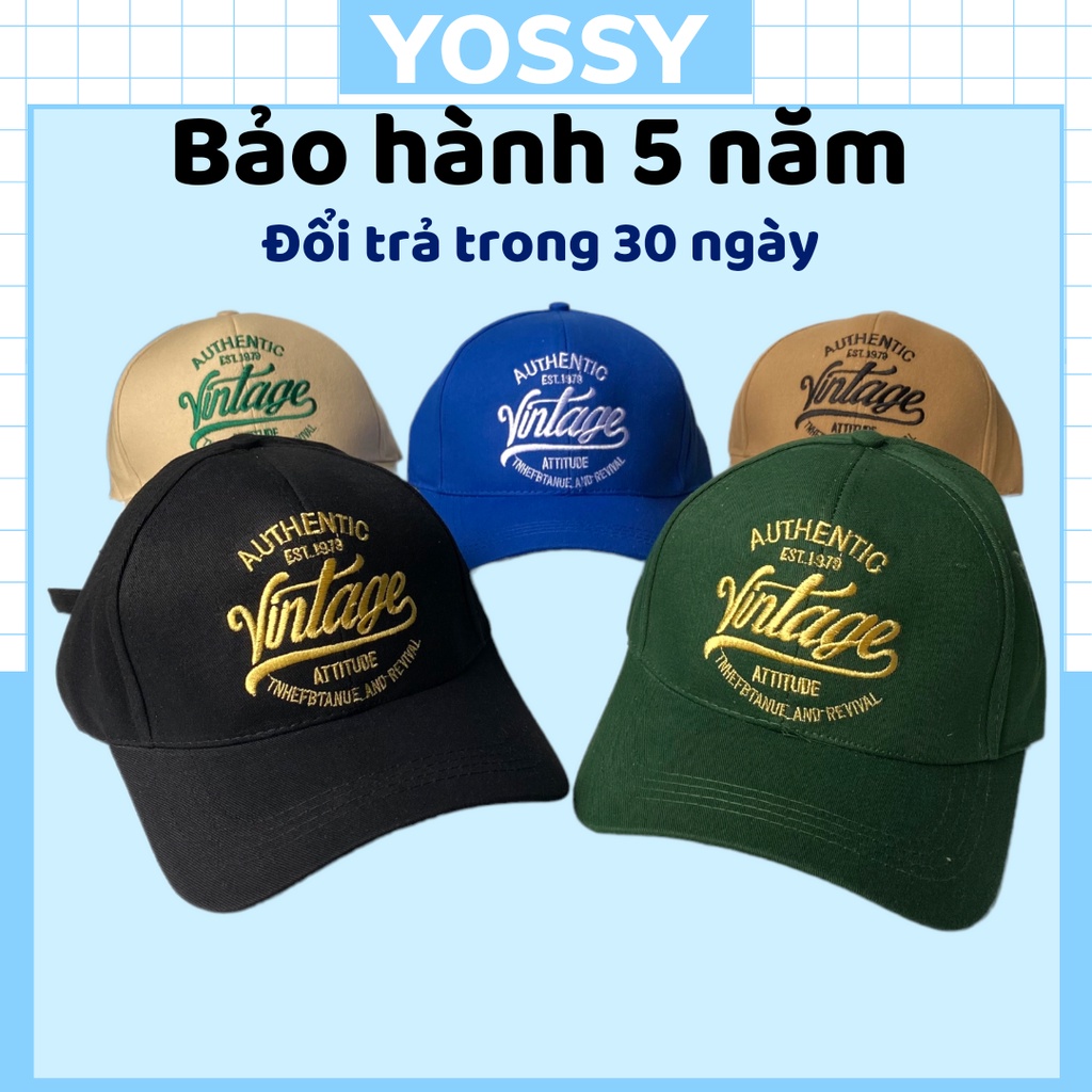 Mũ lưỡi trai thêu chữ Vintage chất kaki cao cấp unisex - Nón kết Nam Nữ Yossy