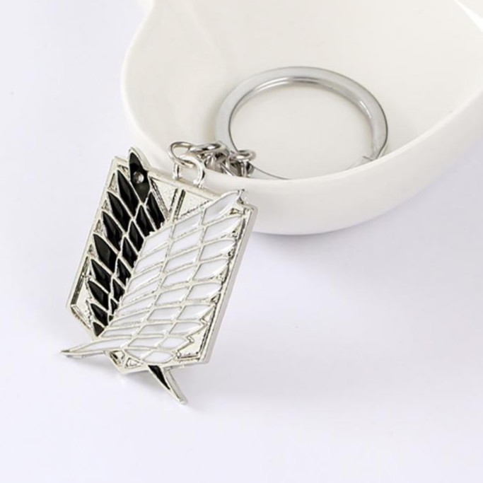 Móc khóa mặt kim loại logo Attack On Titan Đại Chiến Titan anime chibi dễ thương xinh xắn quà tặng độc đáo