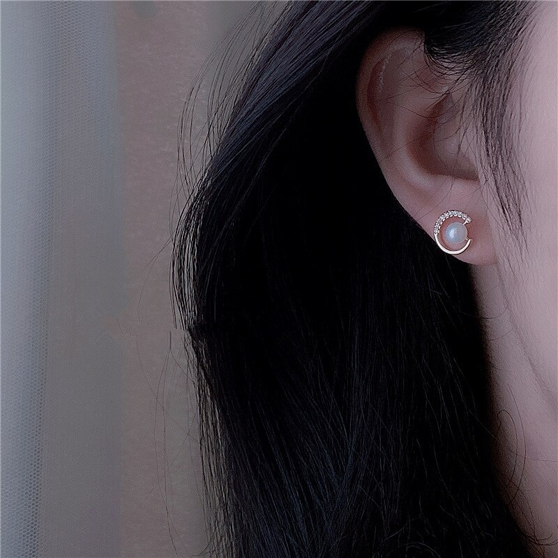 Đôi Bông Tai Mạ Bạc 925 Họa Tiết Chấm Bi Nhỏ Xinh Xắn Cho Nữ