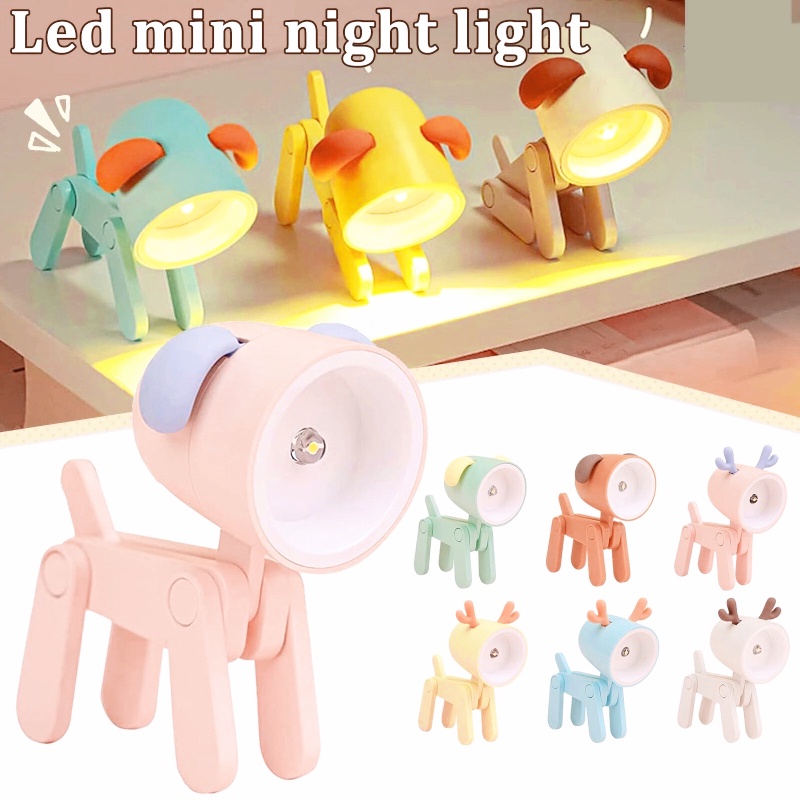 Mới Đèn Ngủ LED Để Bàn Mini Hình Chú Chó Đáng Yêu Sáng Tạo Có Thể Gập Lại