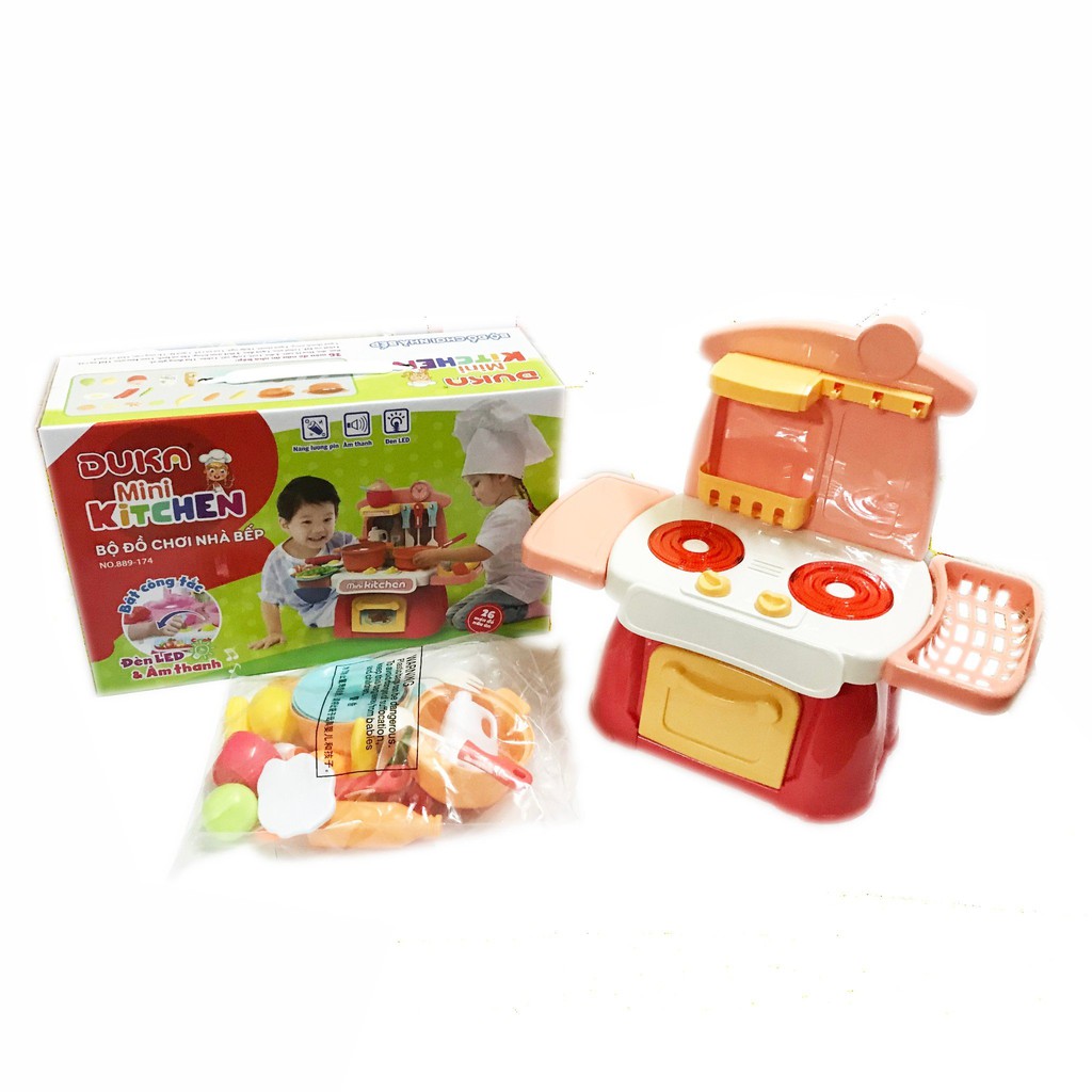 Bộ đồ chơi nhà bếp DUKA màu hồng kết hợp với ánh sáng và âm thanh 889-40