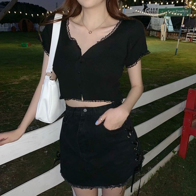 Áo Croptop Tay Ngắn SAMSU Nữ Cổ Vuông Ôm Body kiểu thun bó bánh bèo Sexy đẹp cá tính đen trắng tím Hàn Quốc AO019