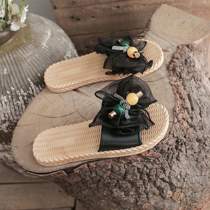 Dép lê Dép Sandal Đính Nơ Đế Mềm Chống Trượt Thời Trang Mùa Hè Xinh Xắn