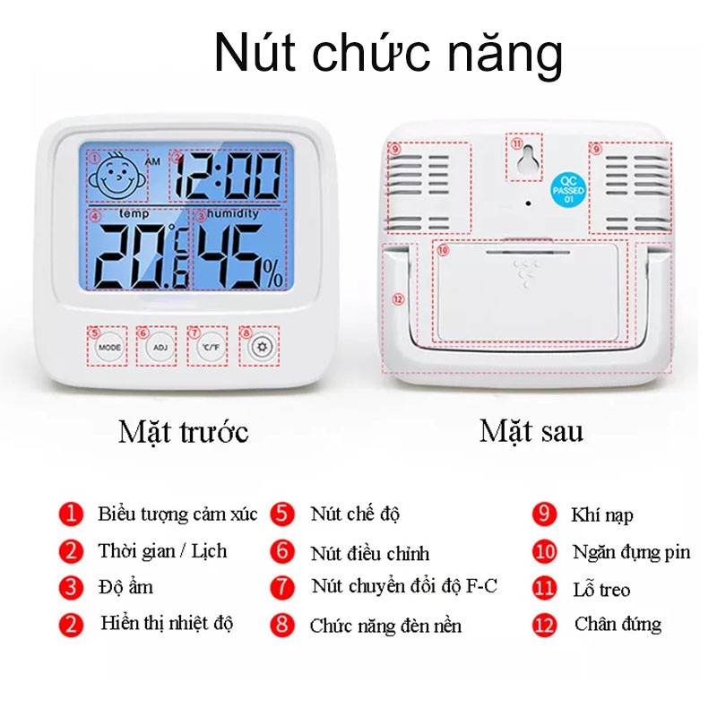 Nhiệt Ẩm Kế Điện Tử Đo Nhiệt Độ Và Độ Ẩm Phòng Ngủ Cho Bé