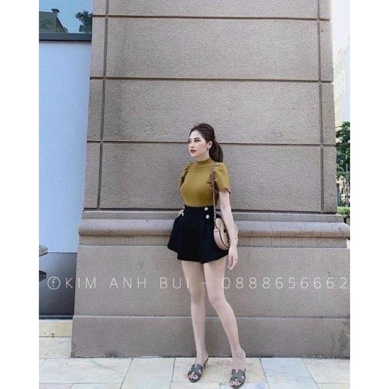 Áo Len Cổ 3 phân Tay Bồng Cánh Tiên Phối Đồ Siêu Xinh