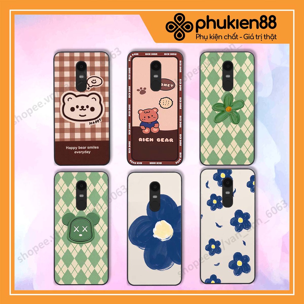 Ốp lưng Xiaomi Redmi Note 4/ Note 4x / Redmi 5 Plus in hình hoa, gấu rich bear nghệ thuật, thời trang