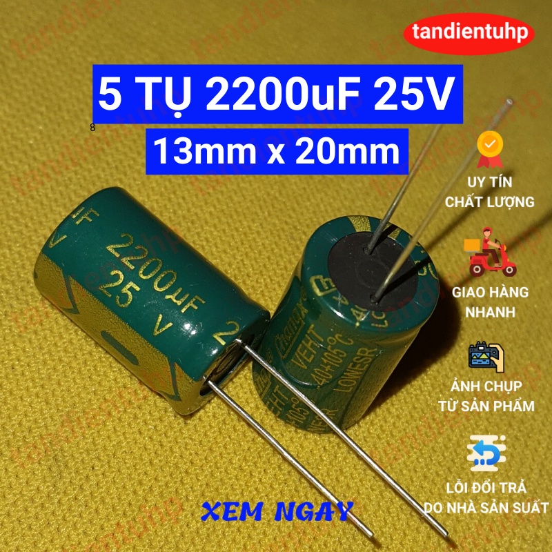 Tụ hóa - Tụ phân cực các trị số : 100uF, 220uF, 330uF, 470uF, 1000uF, 2200uF, 3300uF, 4700uF điện áp 25V hàng mới.