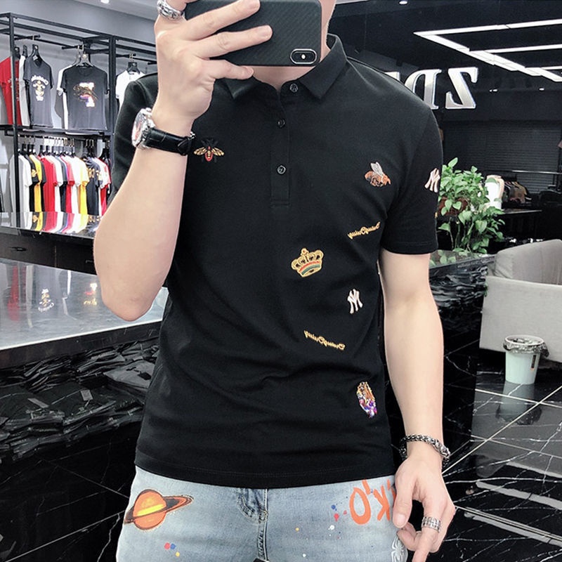 Áo polo Nam Tay Ngắn Có Cổ Họa Tiết Thêu Thời Trang