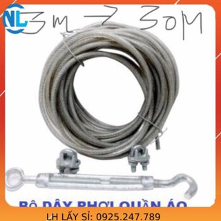 Bộ dây phơi quần áo ,kèm tăng đơ ,ốc xiết cáp - cáp thép giá sỉ Thái Bình Vina