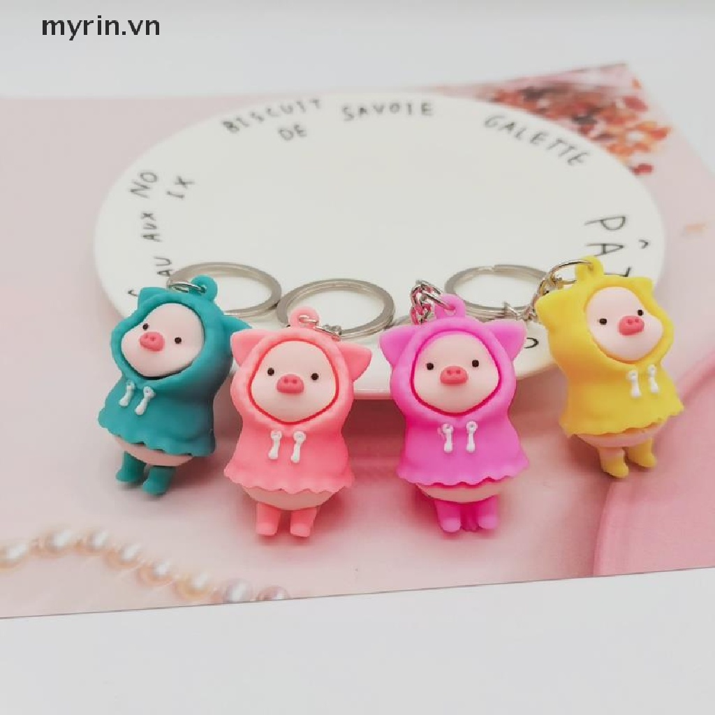 Móc Khóa Hình Heo Con Mặc Áo Mưa Xinh Xắn