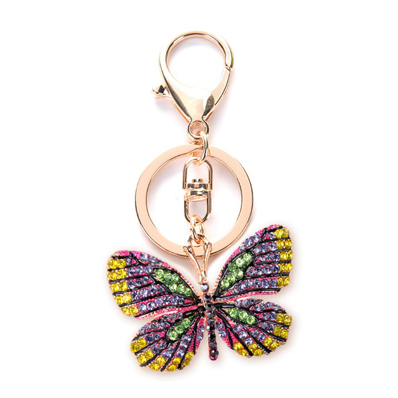 DL  Colorful Butterfly Crystal Keychain Keyring Sparkling Pendant Handbag Bag Charm~