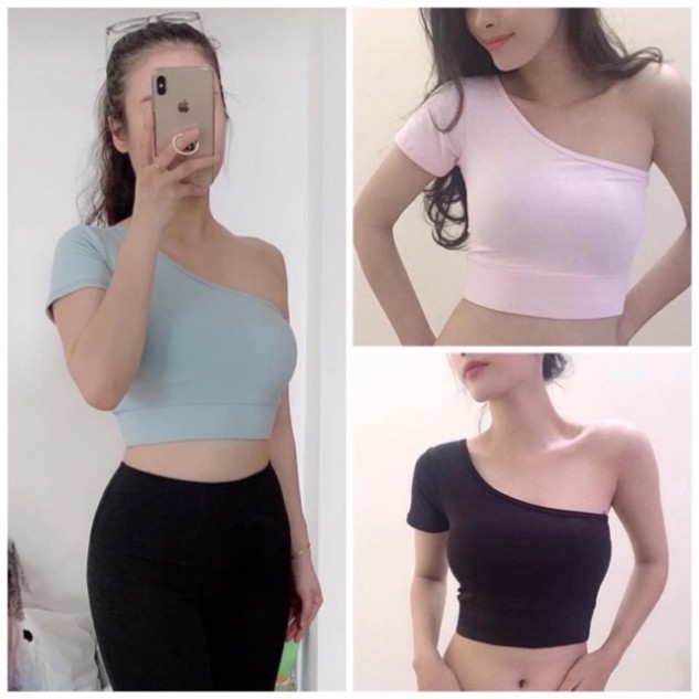 CROPTOP LỆCH VAI TAY NGẮN SIÊU SEXY