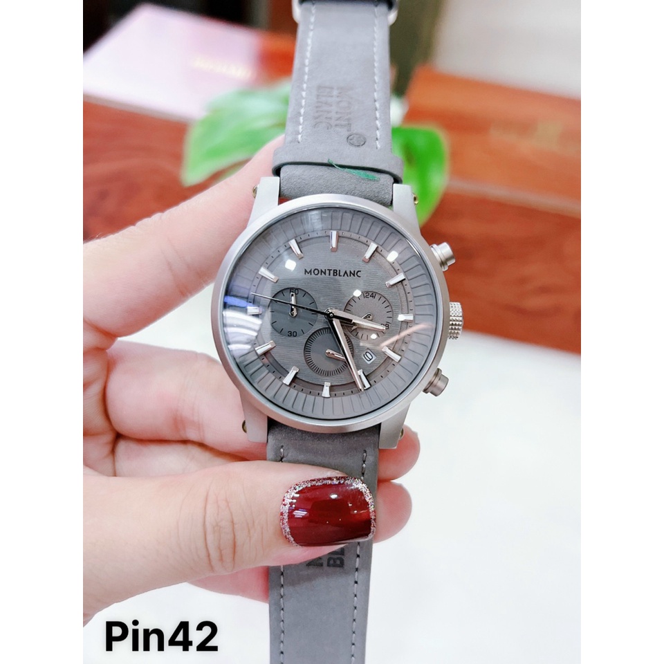 ĐỒNG HỒ NAM MONTBLANC CHRONOGRAPH MẶT LỘ MÁY , DÂY DA VÂN , SIZE 42MM