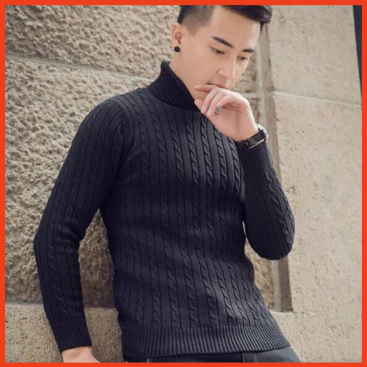 Áo Len Nam Đẹp Dài Tay Hàn Quốc Cổ Lọ Vặn Thừng Thời Trang Mùa Đông Cao Cấp