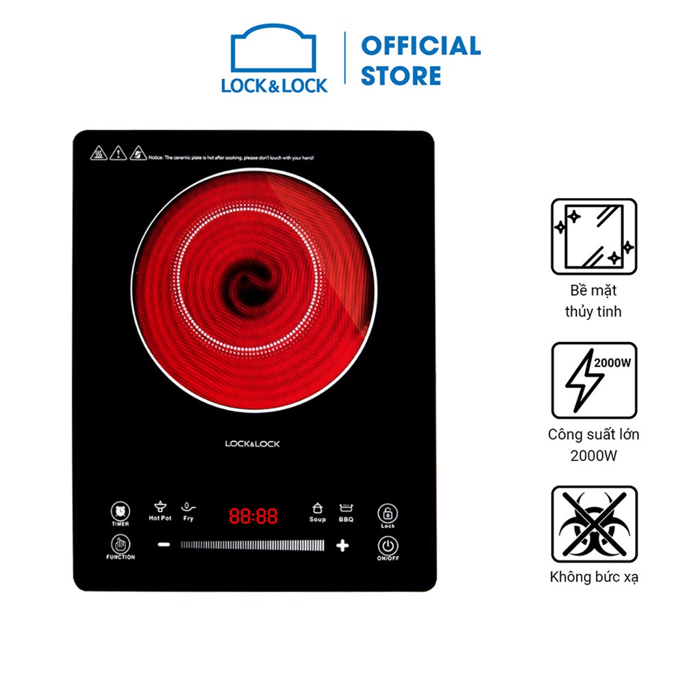 Bếp hồng ngoại Lock &amp; Lock, 220-240V, 50/60Hz, 2000W - Màu đen EJI421