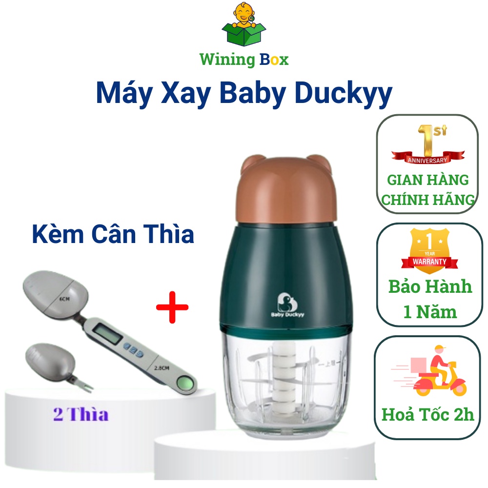 Máy xay một cối Baby Duckyy kèm cân thìa điện tử, xay rau củ thịt sinh tố tỏi ớt đa năng mini cho bé ăn dặm