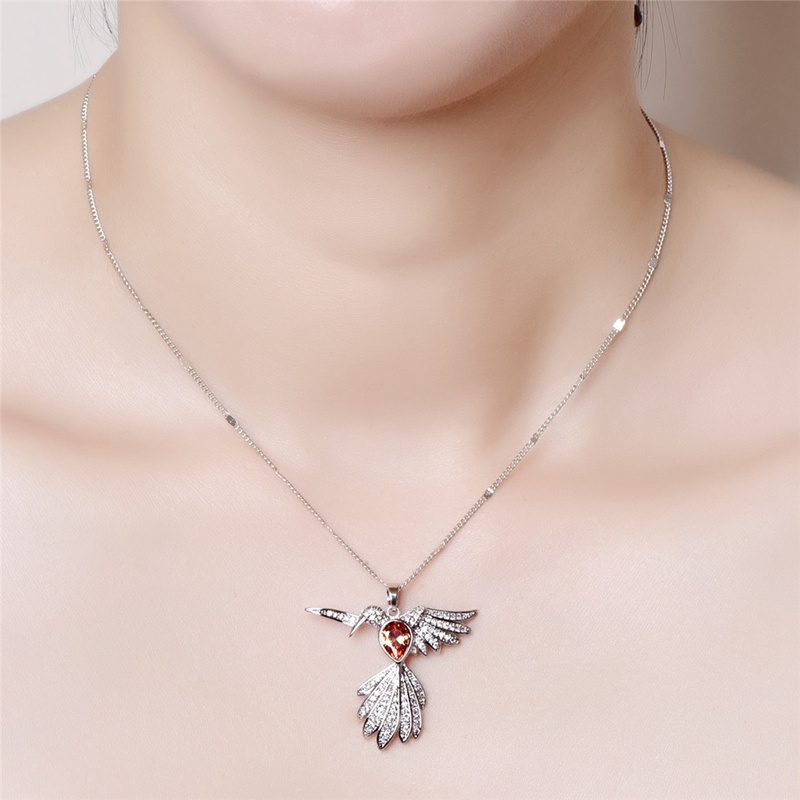 Vòng cổ Bạc 925 Mặt Hình Chim Ruồi Đính Đá Thời Trang Cho Nữ