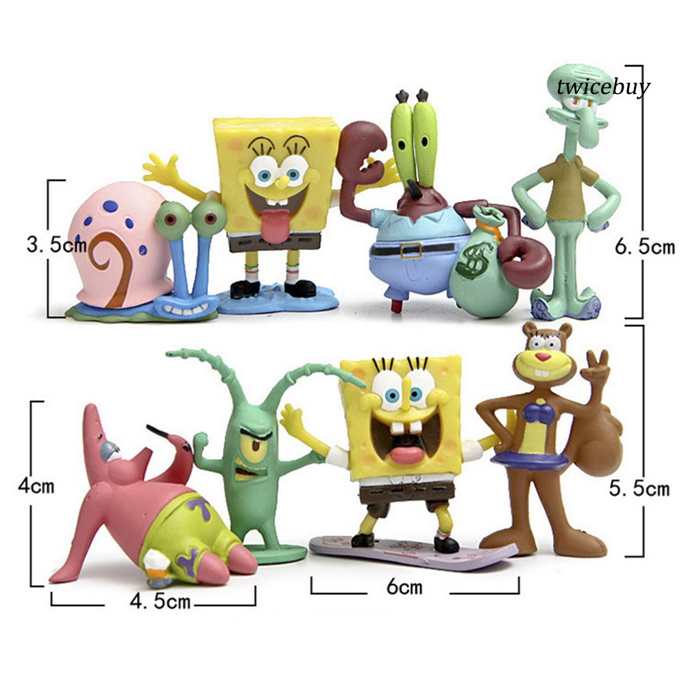 Bộ Sưu Tập Búp Bê Nhân Vật Phim Hoạt Hình Spongebob (8 Cái)