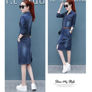 💟 Sản Phẩm Khuyến Mãi 50% 💟ĐẦM JEAN BODY XẺ TÀ THỜI TRANG - LV1938K27