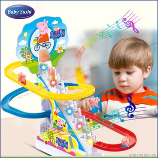 Đồ chơi heo peppa leo cầu thang, Vịt leo cầu thang cho bé (tặng 3 heo)