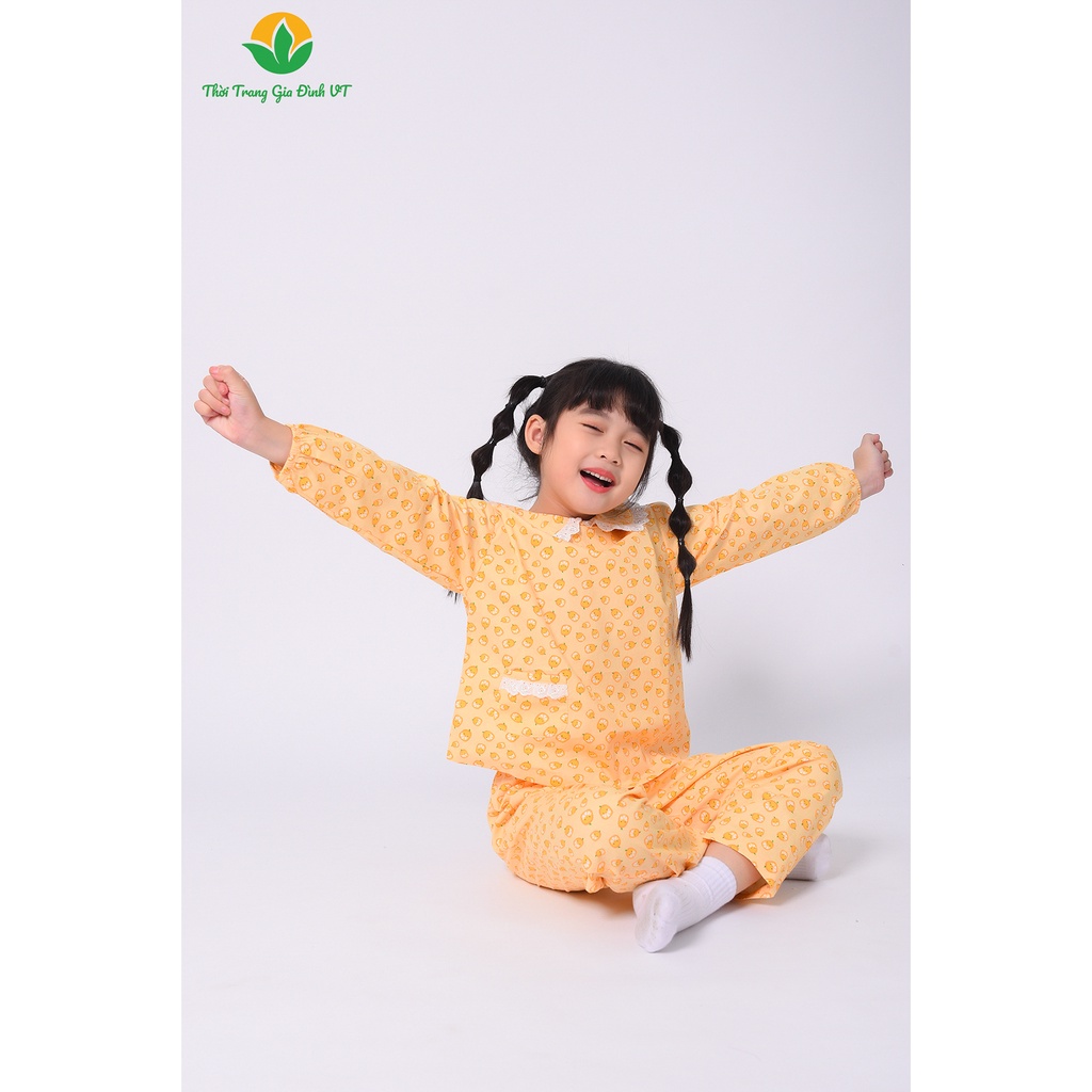 Bộ pijama Việt Thắng quần dài, áo dài bé gái COTTON B70.2212