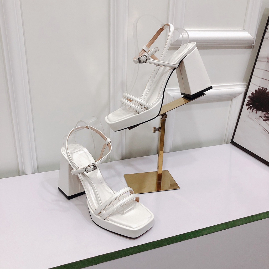 Sandal Gót Vuông Cao 9p Mũi Đúp 2p Dây Quai Mảnh Siêu Hot Chất Dạ Mềm Đẹp Lên Chân Tôn Dáng - Chị Chảnh Store