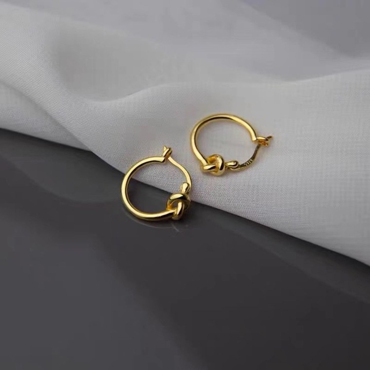 Bông Tai Mạ Bạc 925 Thắt Nút Phong Cách Retro