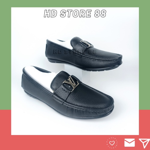 Giày lười nam da thật cao cấp hàng đóng thủ công chuẩn chỉ từng đường kim mũi chỉ HD STORE 88 TẶNG 1 LÓT GIÀY