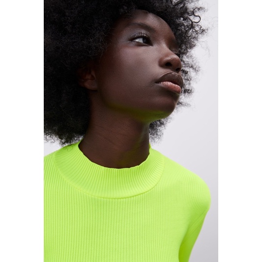 - ZARA Áo Sweater Xanh Neon