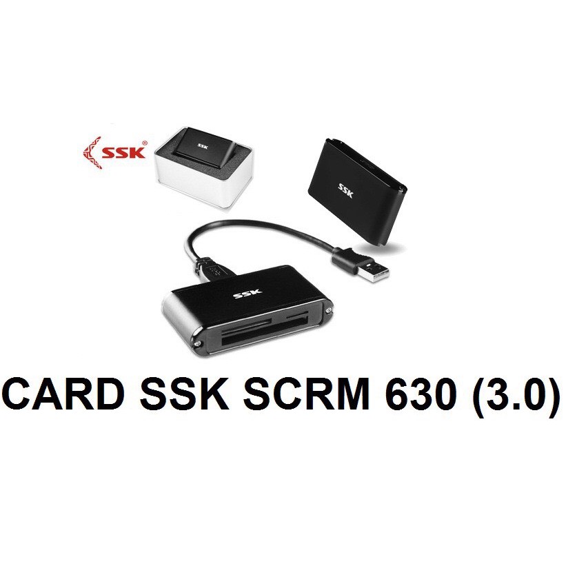 Thiết bị đọc thẻ nhớ SSK 3.0 SCRM 630 màu đen trong hộp thiếc