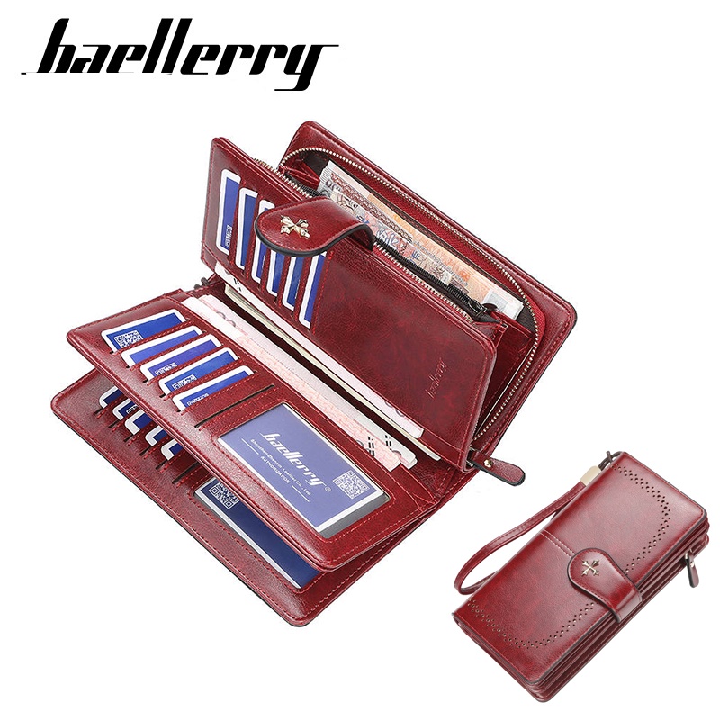 Ví Dài Baellerry Có Khóa Kéo Phong Cách Retro Thời Trang Cho Nữ