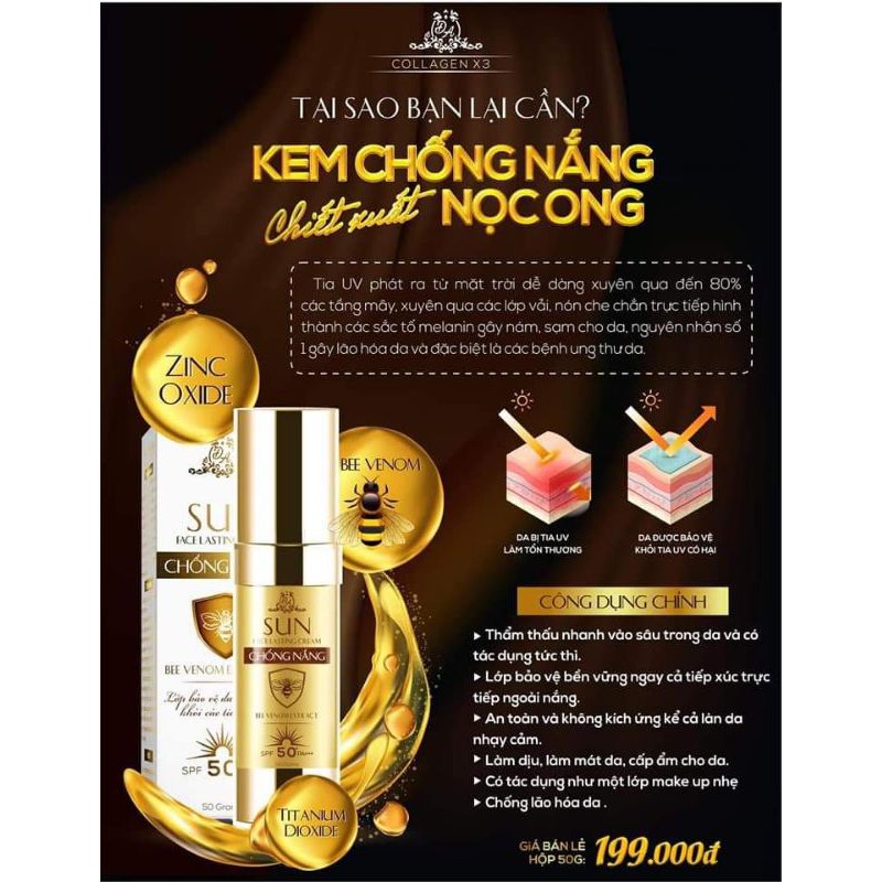 Kem chống nắng collagen x3 chiết xuất nọc ong