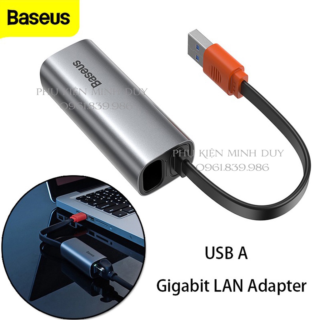 Đầu chuyển cổng USB Type A/Type-C sang cổng mạng LAN Baseus Steel Cannon Series (USB/Type-C to RJ45 Gigabit Network)