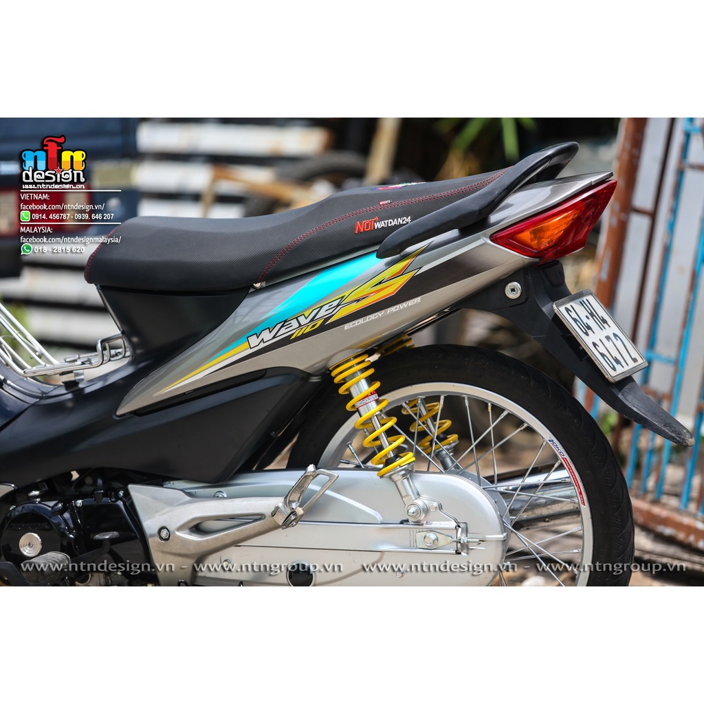 Tem Rời Dán Xe Wave 100 Mẫu Chữ S Bạc Xanh Đen Cực Đẹp, Hàng 3 Lớp Chất Lượng Cao