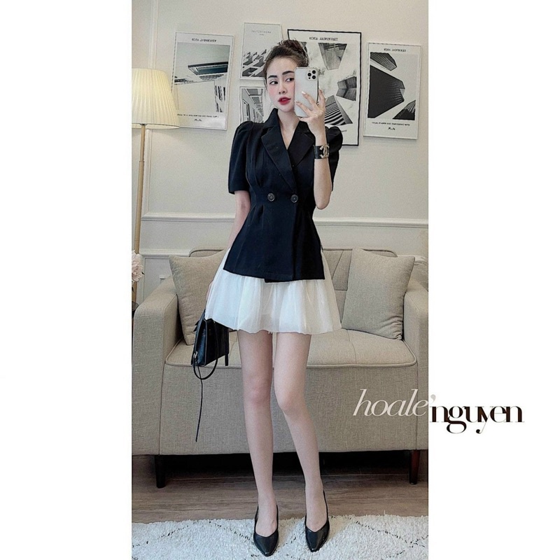 set Áo cổ vét kèm chân váy