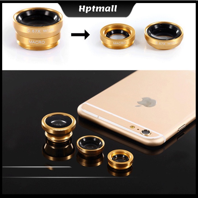 Set ống kính chụp ảnh gắn camera điện thoại di động tiện lợi 3 trong 1