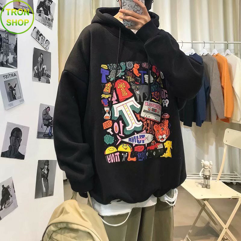 Áo Hoodie Nam Nữ phong cách Harajuku cá tính chất nỉ trần bông TS786